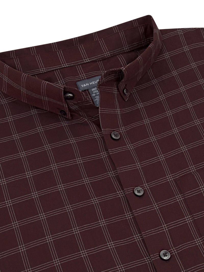 Van Heusen Men's Tall Big and Tall Traveler Stretch Non Iron Long Sleeve Shirt Shirt, -red pinot noir, Large - Image 2